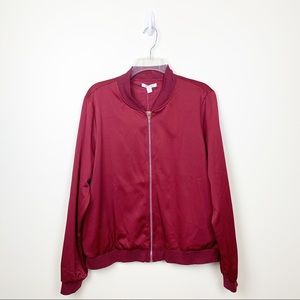 NEW francesca's Burgundy Bomber Zip-Up Jacket - L
